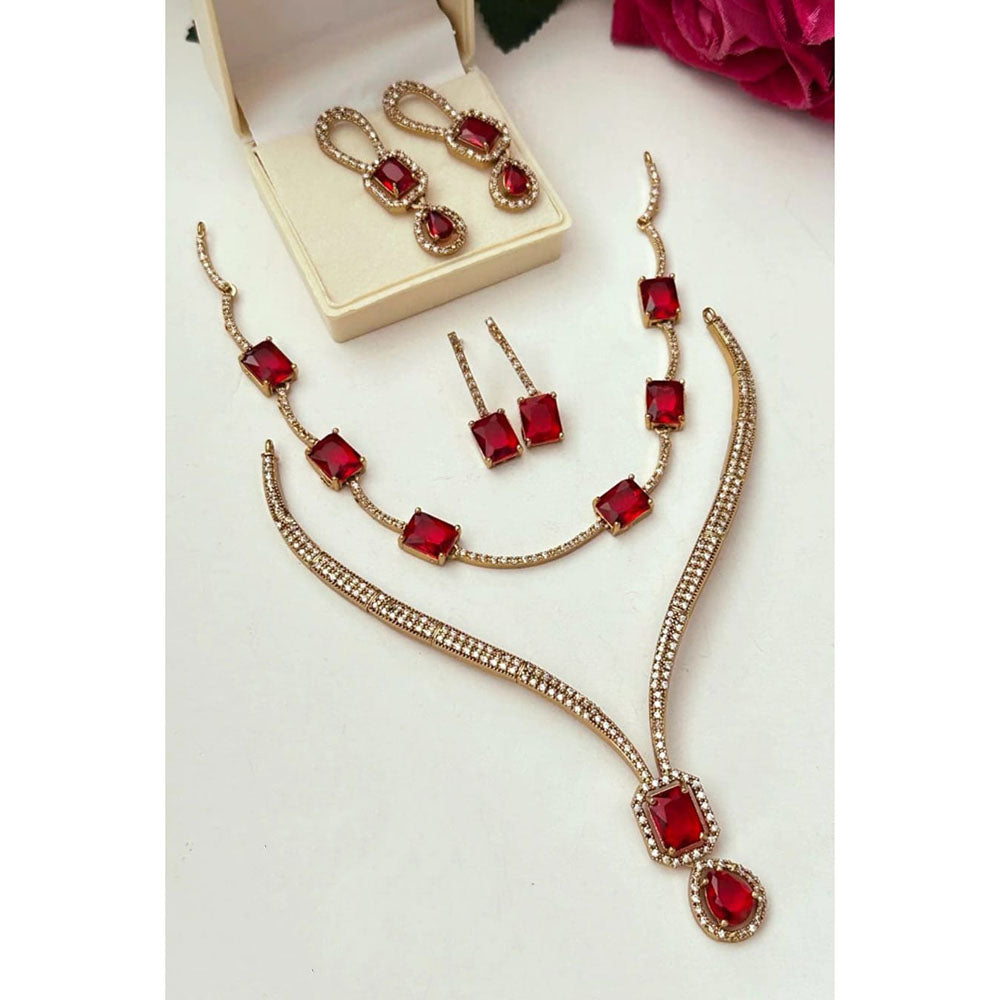 FS Collection Glamorous Crystal Stone Necklace Set