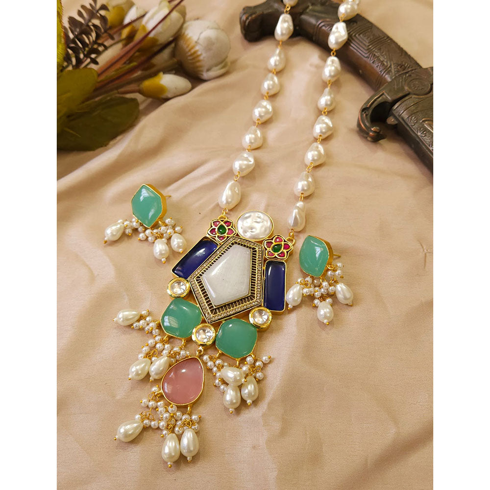 FS Collection Glamorous Pota Stone And Beads Necklace Set