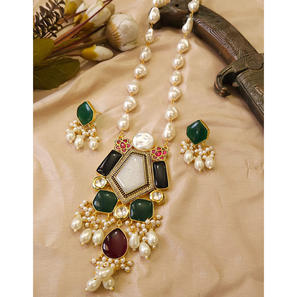 FS Collection Glamorous Pota Stone And Beads Necklace Set