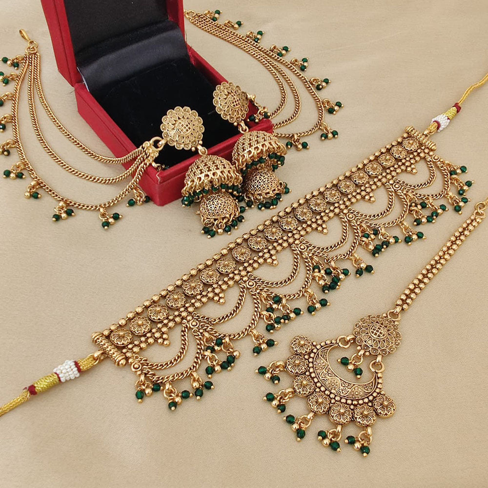 FS Collection Glamorous Pearl And Chokar Necklace Set
