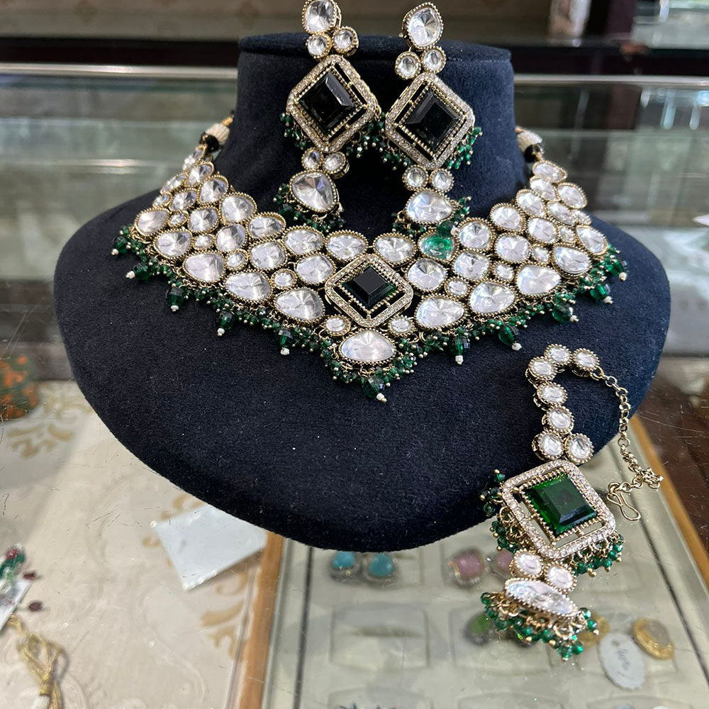 FS Collection Glamorous Pota Stone Beads And Pearl Necklace Set