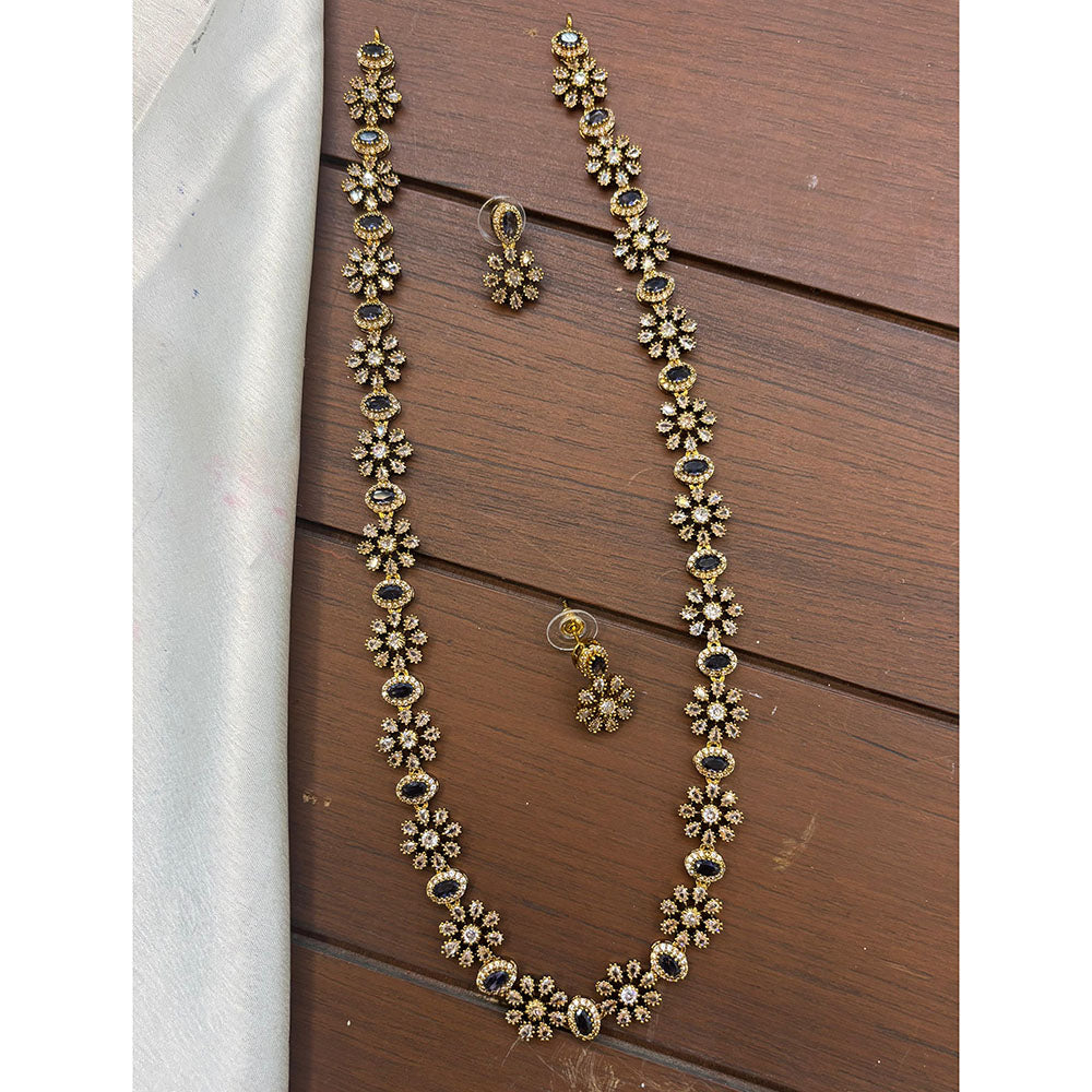 FS Collection Glamorous Crystal Stone Long Necklace Set