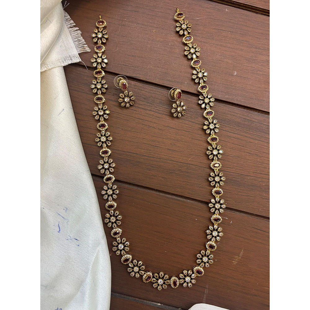 FS Collection Glamorous Crystal Stone Long Necklace Set