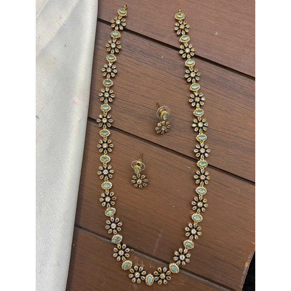 FS Collection Glamorous Crystal Stone Long Necklace Set