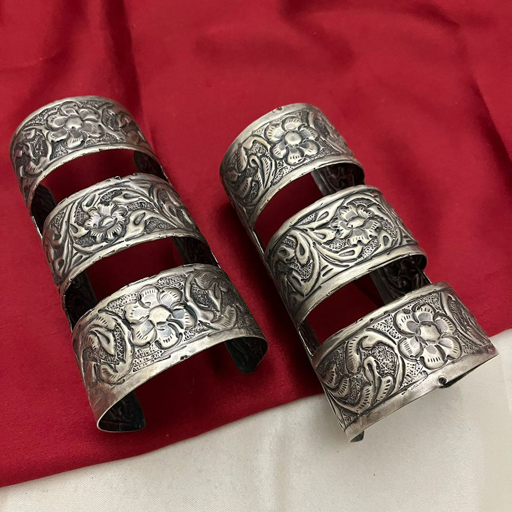 FS Collection Designer Oxidised Plated Openable Bangle Set