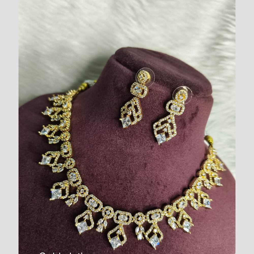 FS Collection Premium Gold Plated Austrian Stone And Crystal Stone Necklace Set
