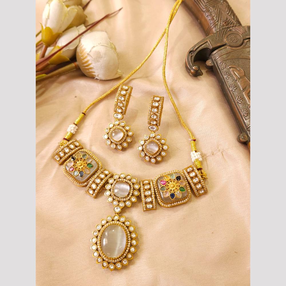 FS Collection Glamorous Pota Stone Choker Necklace Set