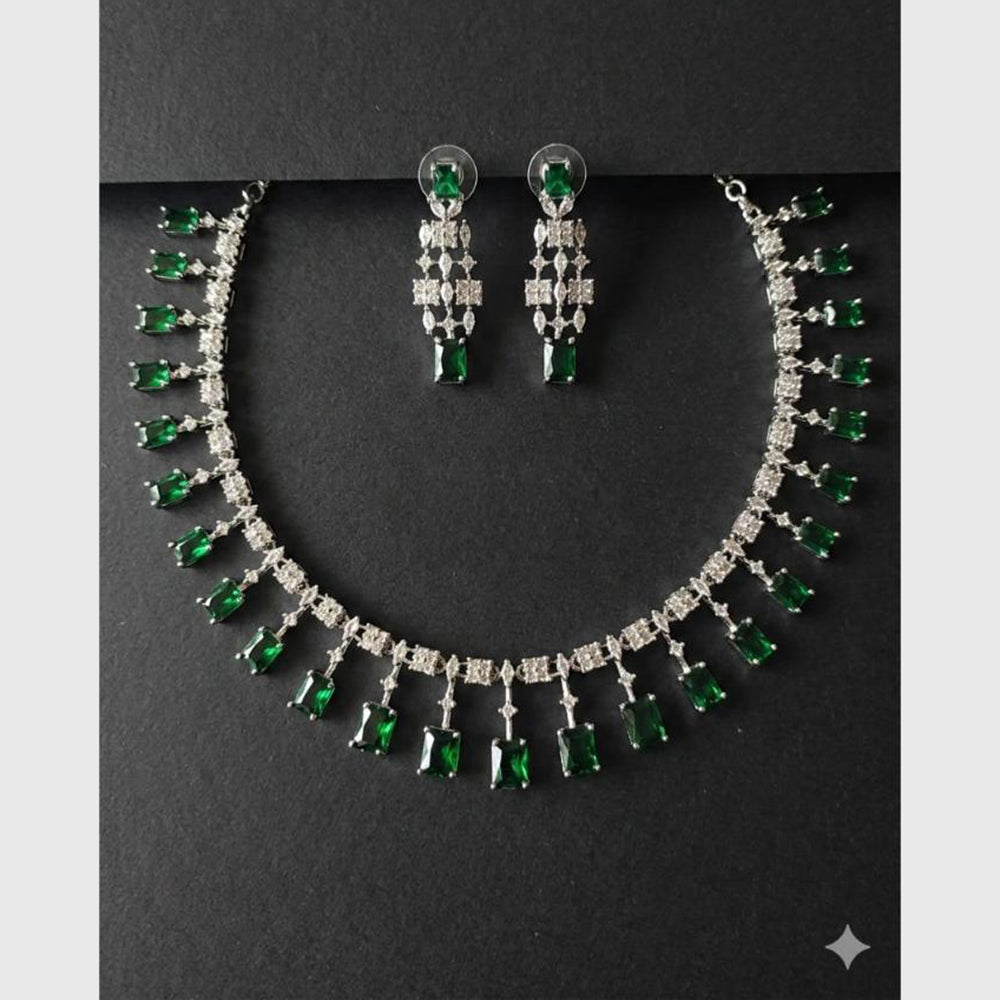 FS Collection Silver Plated Ad Stone Necklace Set