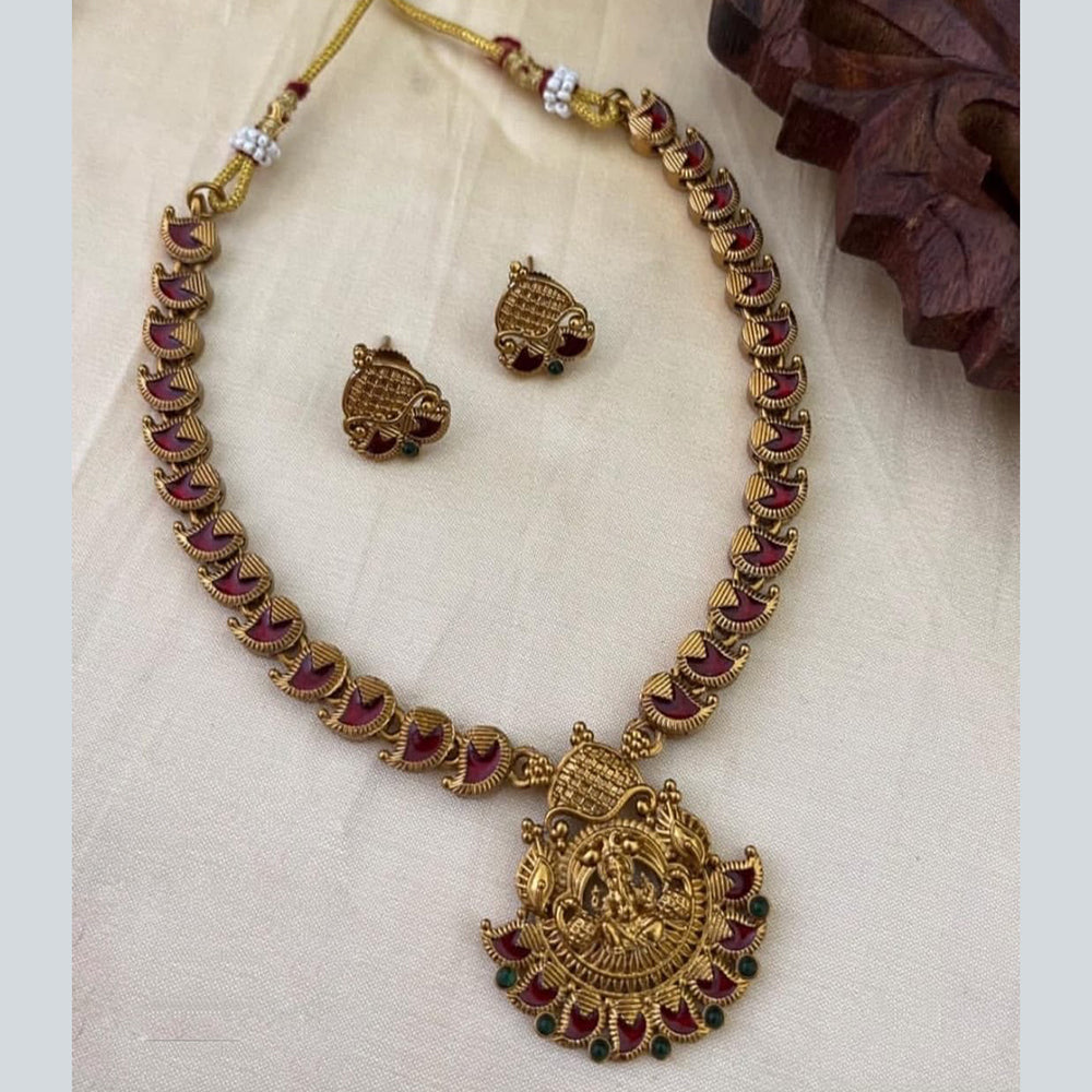 FS Collection Glamorous Pota Stone Temple Necklace Set