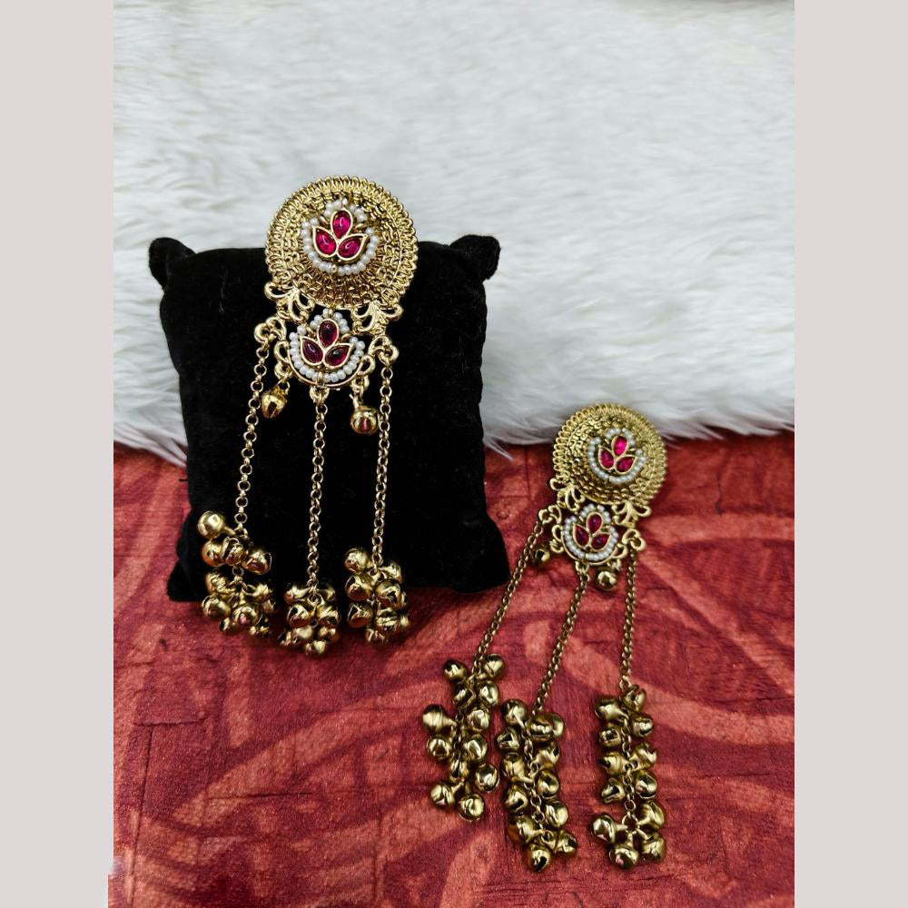 FS Collection Designer Kashmiri Pota Stone And Ghughroo Dangler Earrings