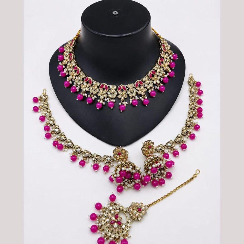 FS Collection Elegant Crystal Stone And Beads Necklace Set