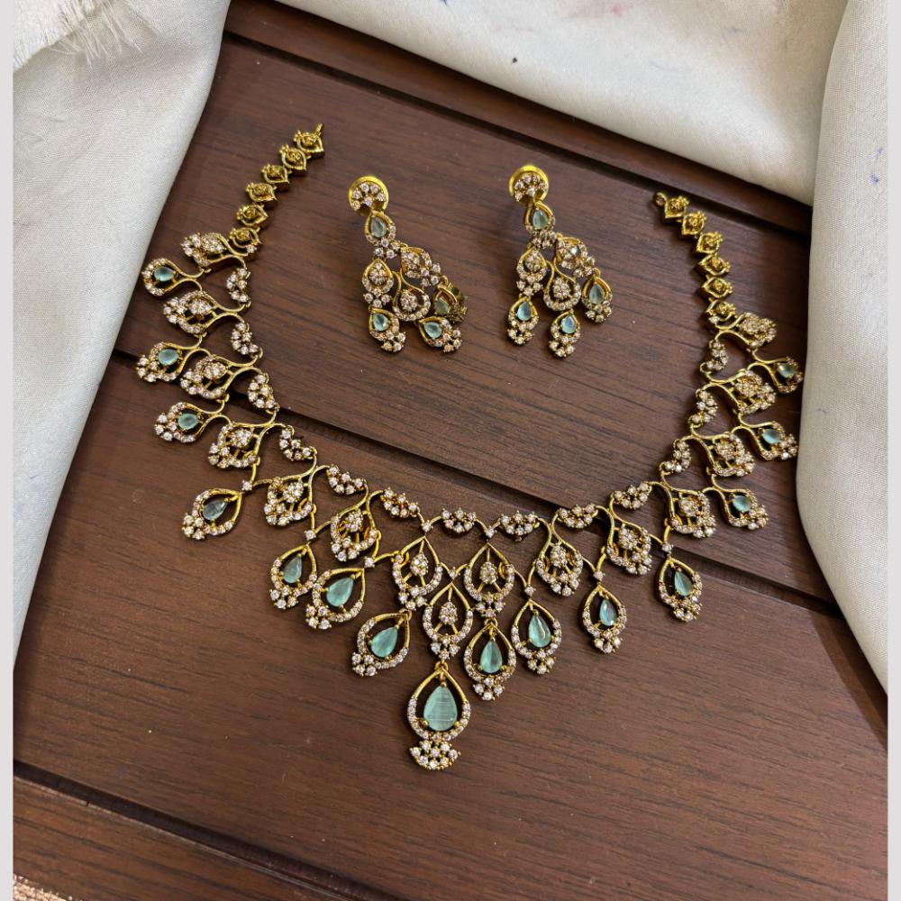 FS Collection Sparkling American Diamond Jewellery Set for Women