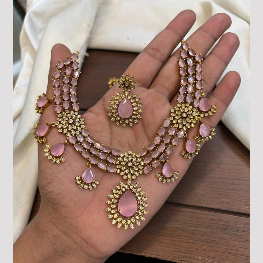 FS Collection Sparkling American Diamond Jewellery Set for Women