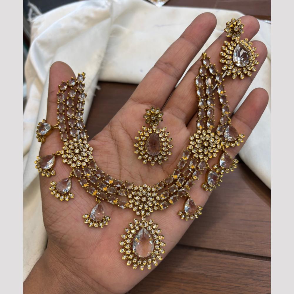 FS Collection Sparkling American Diamond Jewellery Set for Women