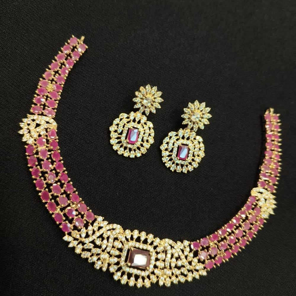 FS Collection Sparkling American Diamond Jewellery Set for Women
