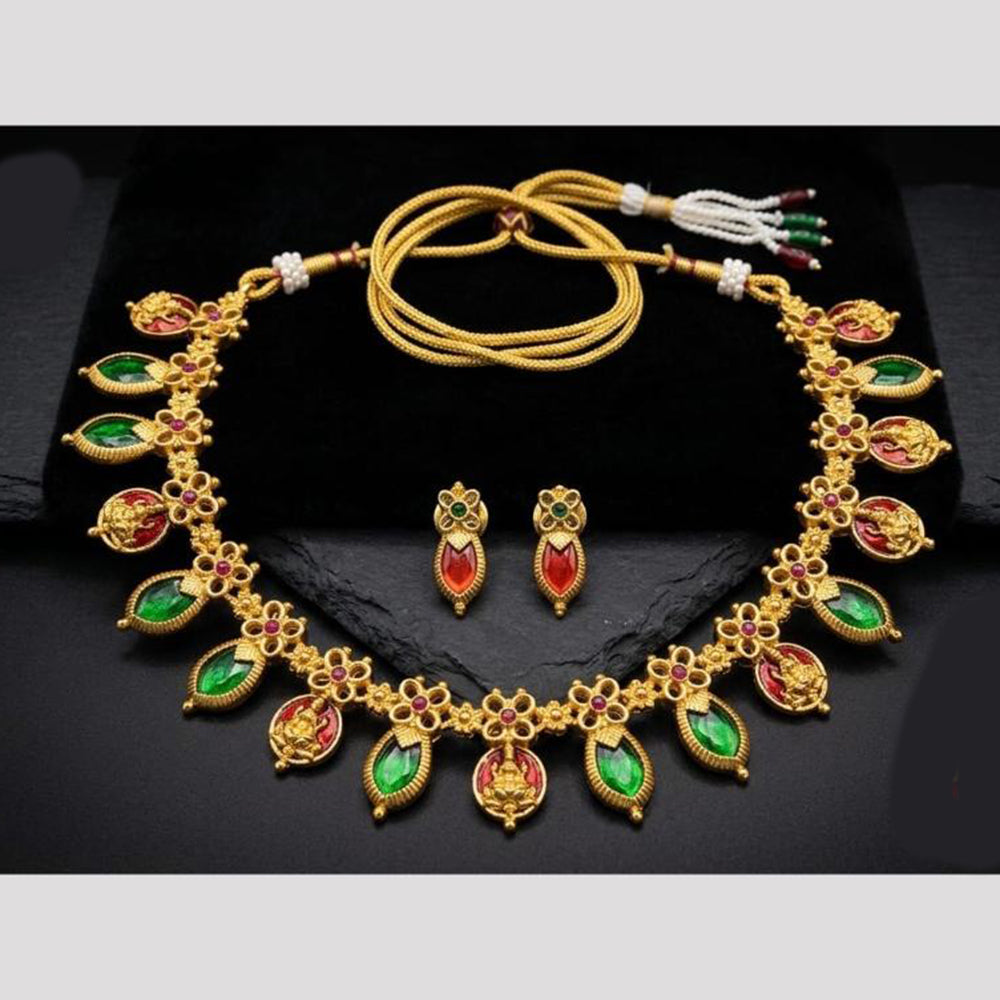 FS Collection Classic Pota Stone Temple Necklace Set