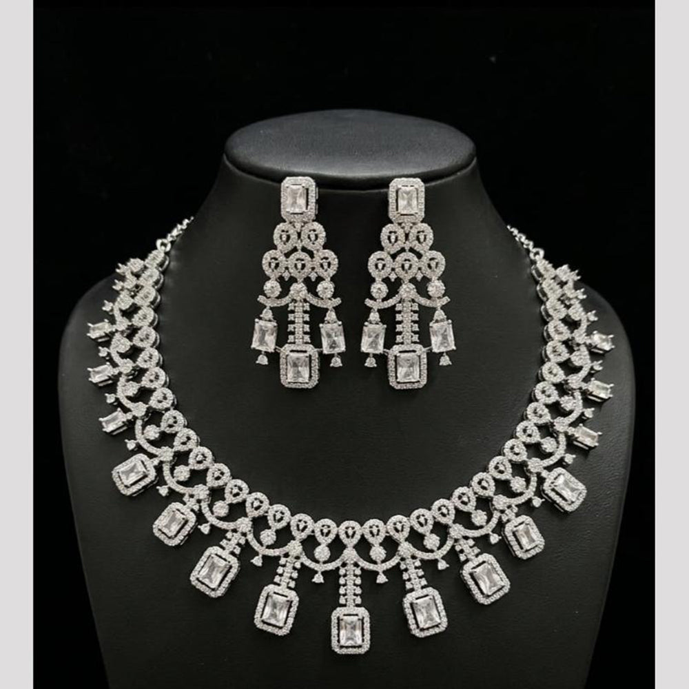 FS Collection Dazzling American Diamond And Austrian Stone Necklace Set