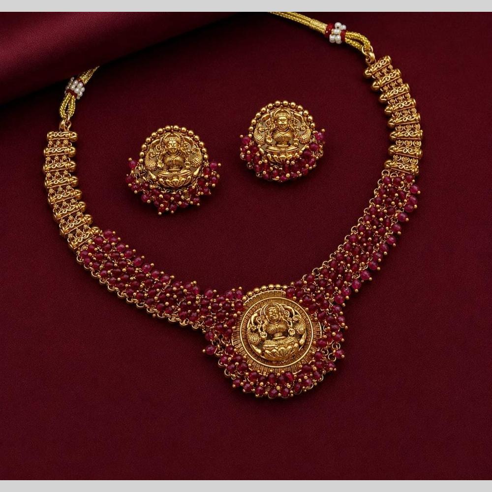 FS Collection Divine Pearl Temple Necklace Set