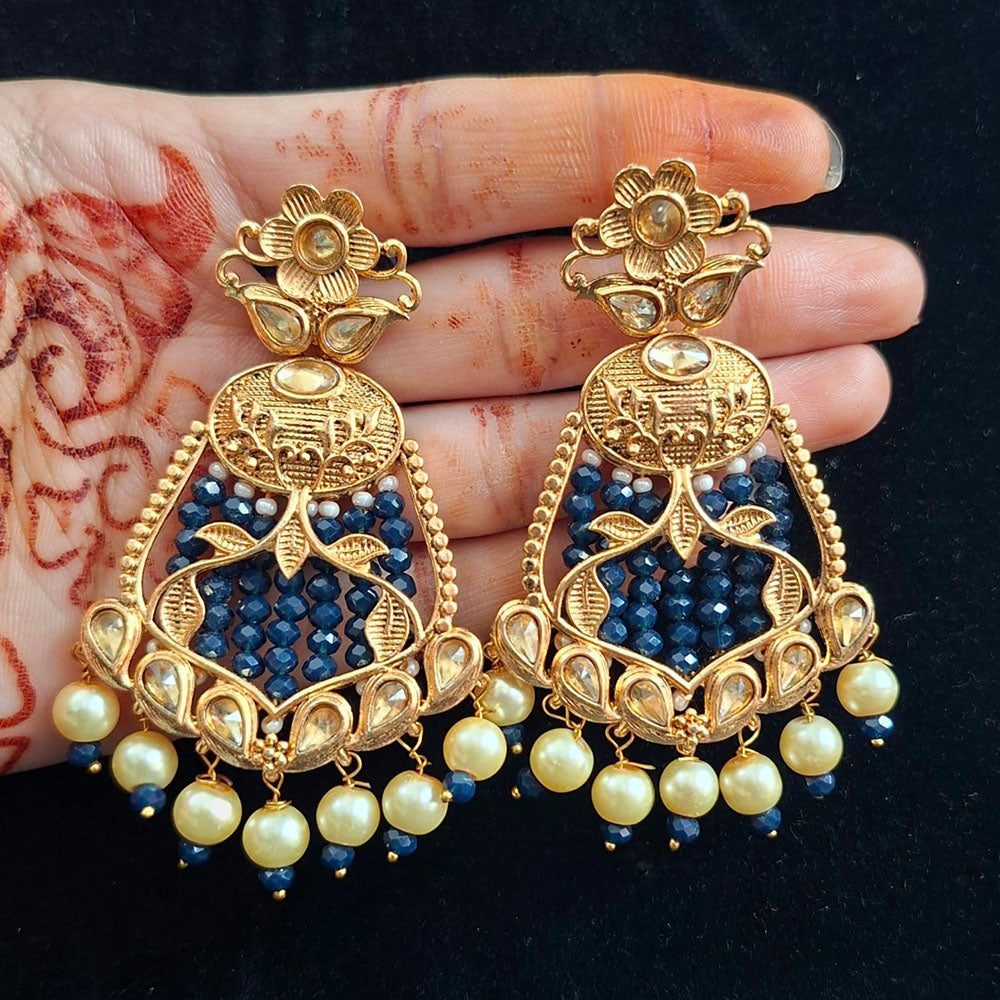 FS Collection Fancy Crystal Stone And Beads Dangler Earrings