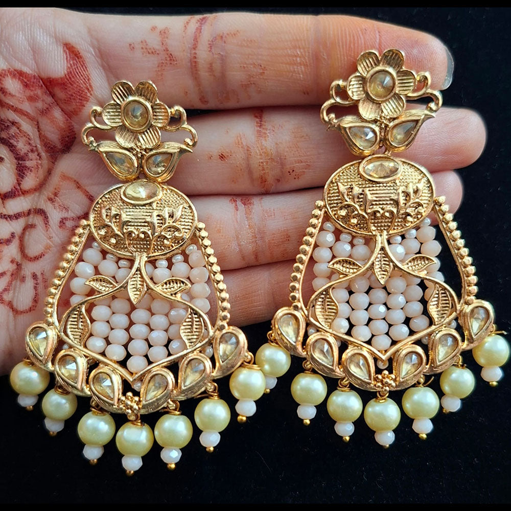 FS Collection Fancy Crystal Stone And Beads Dangler Earrings