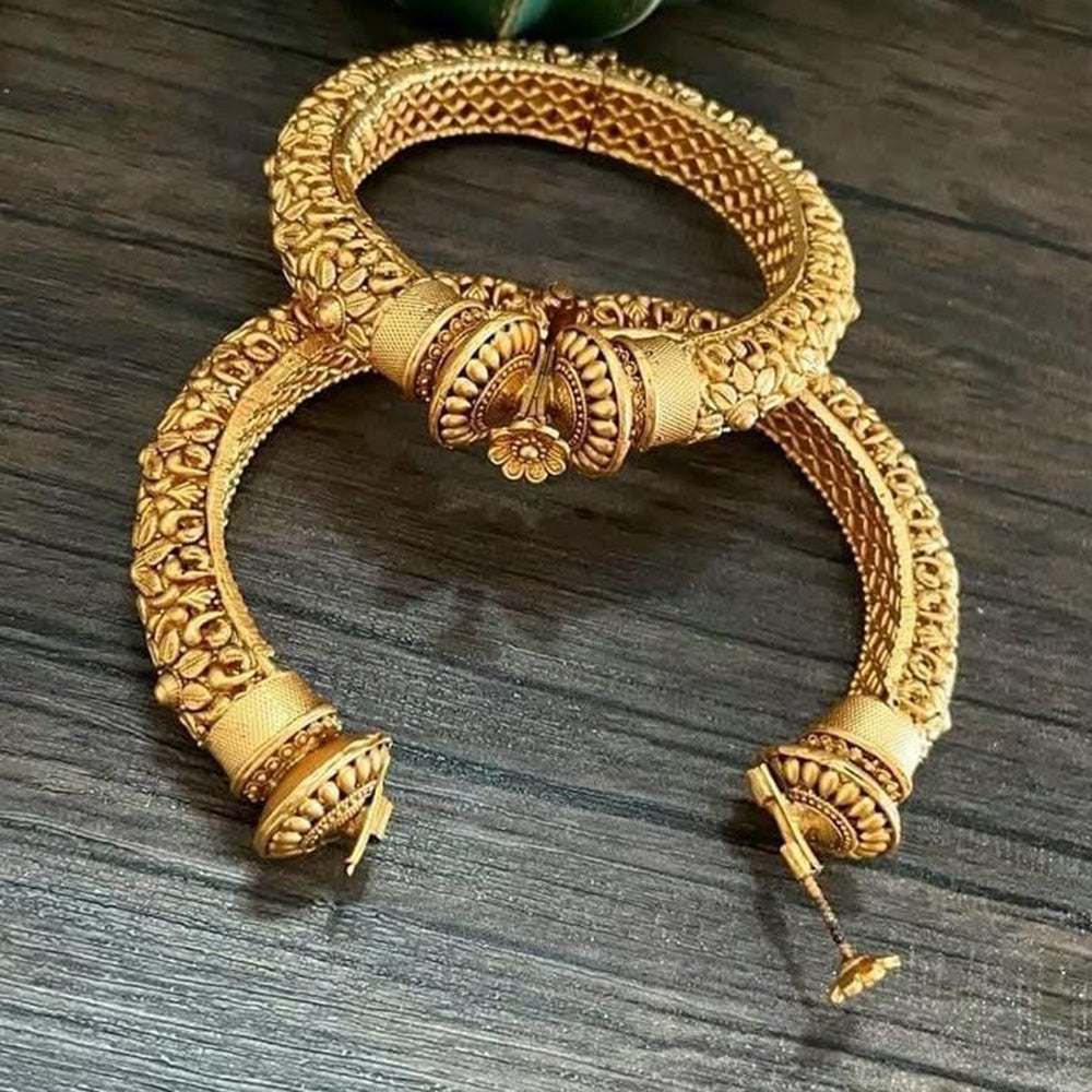 FS Collection Traditional Gold Plated Openable Bangles Set