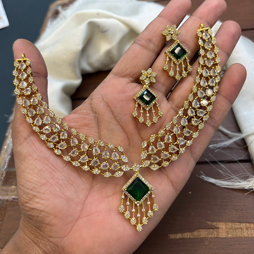 FS Collection Graceful American Diamond Necklace Set for for Special Occasions