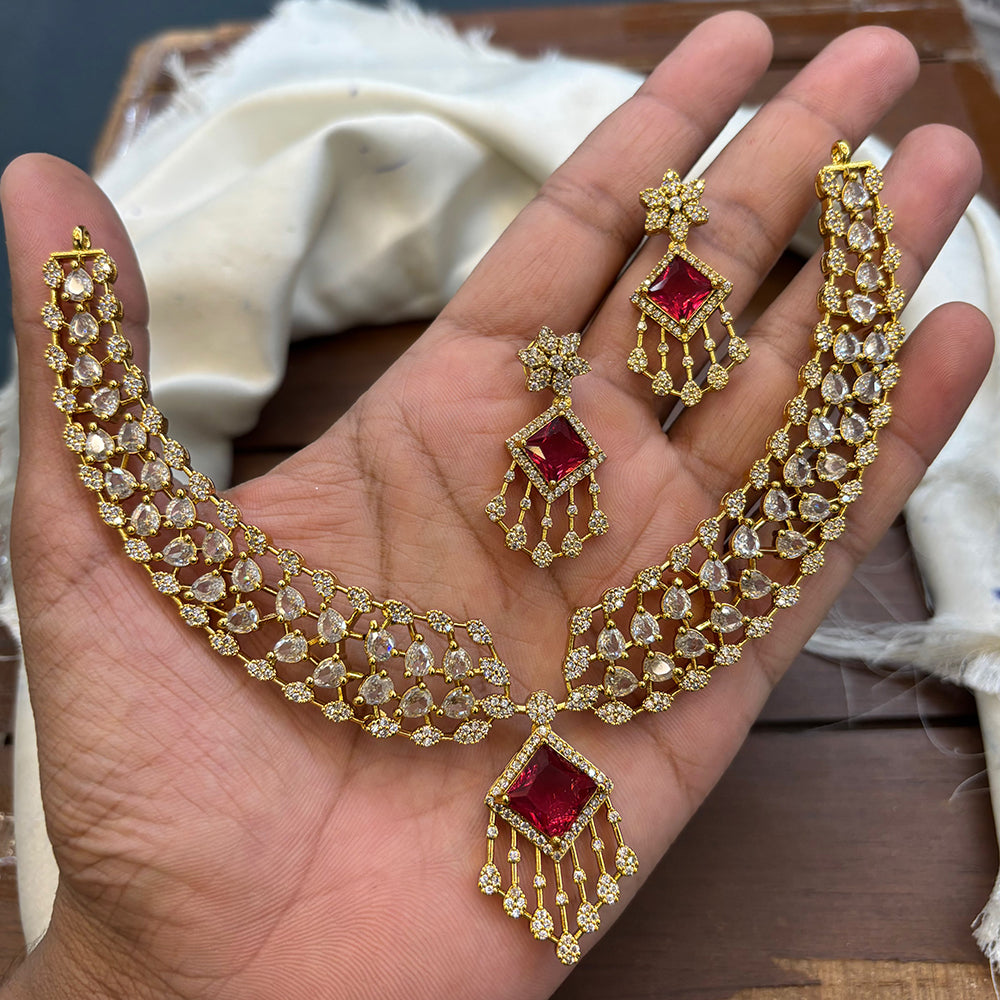 FS Collection Graceful American Diamond Necklace Set for for Special Occasions