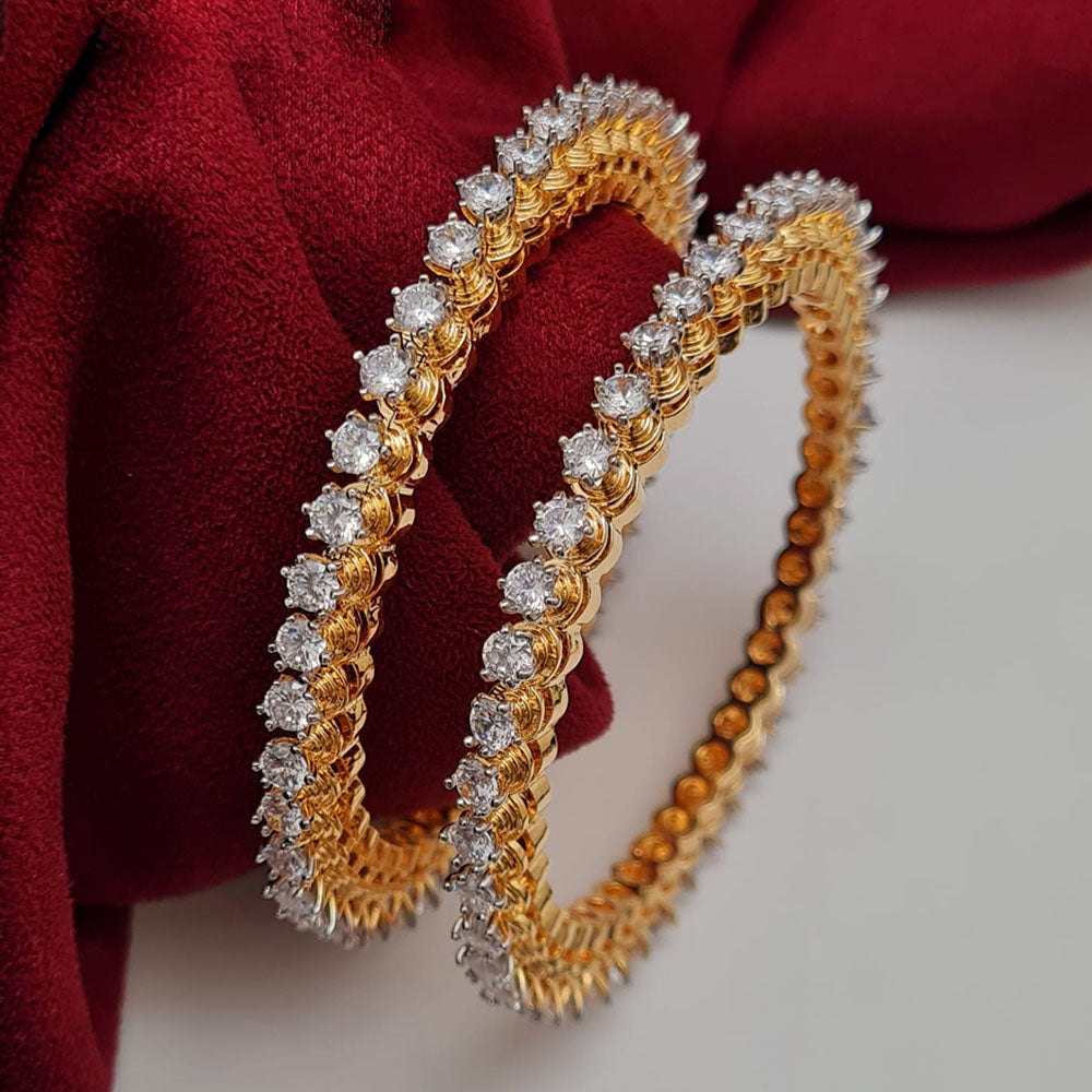 Vivah Creations Gold Plated American Diamond Bangle Set