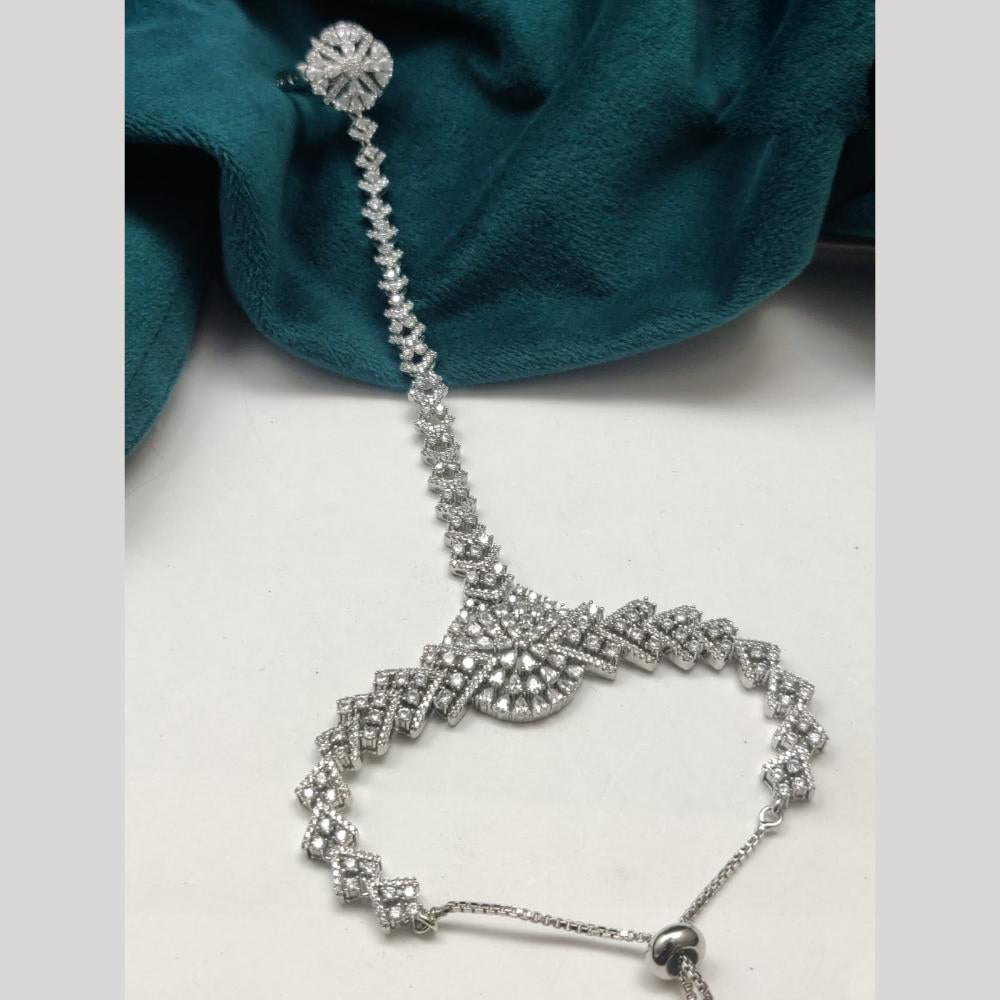 Vivah Creations Silver Plated American Diamond Hand Harness