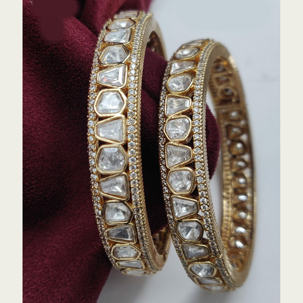 Vivah Creations Gold Plated Polki kundan Stone Bangle Set