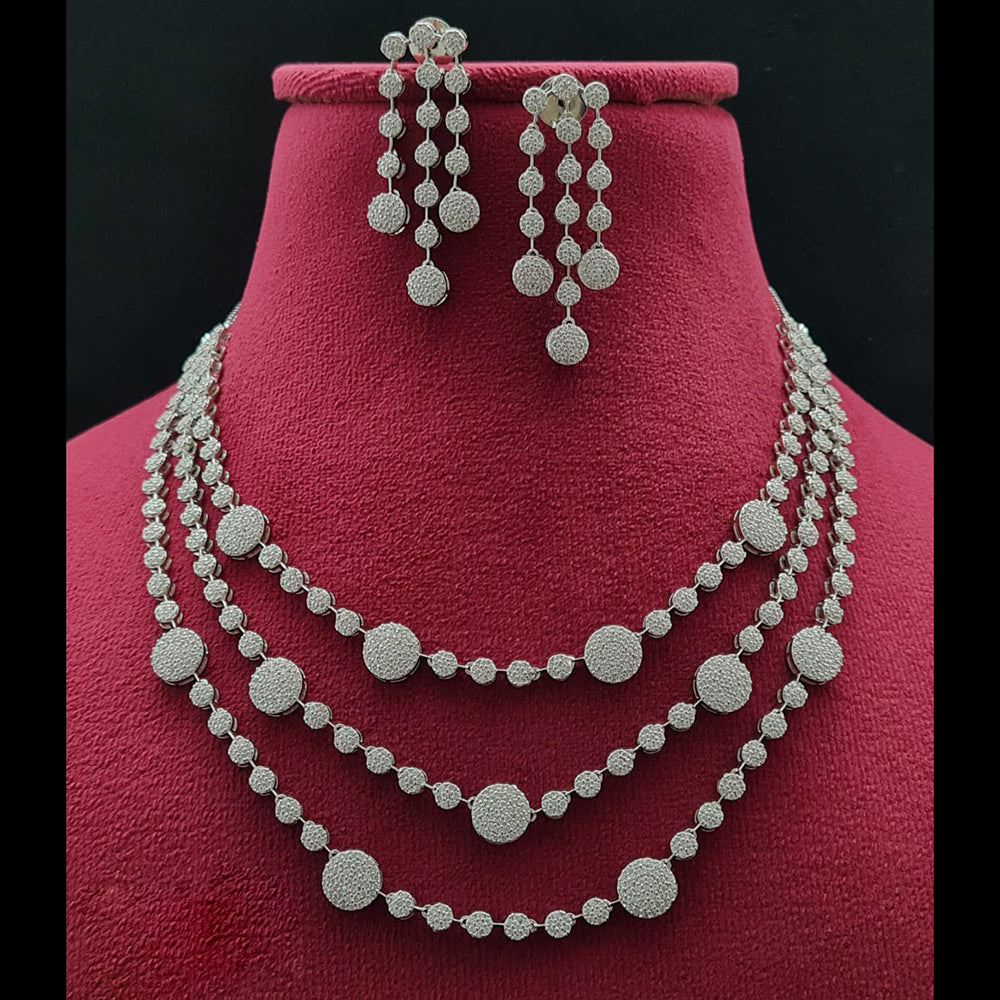 Vivah Creations Silver Plated American Diamond Necklace Set