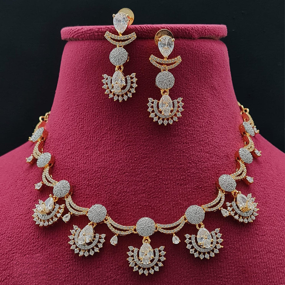 Vivah Creations 2 Tone American Diamond Necklace Set