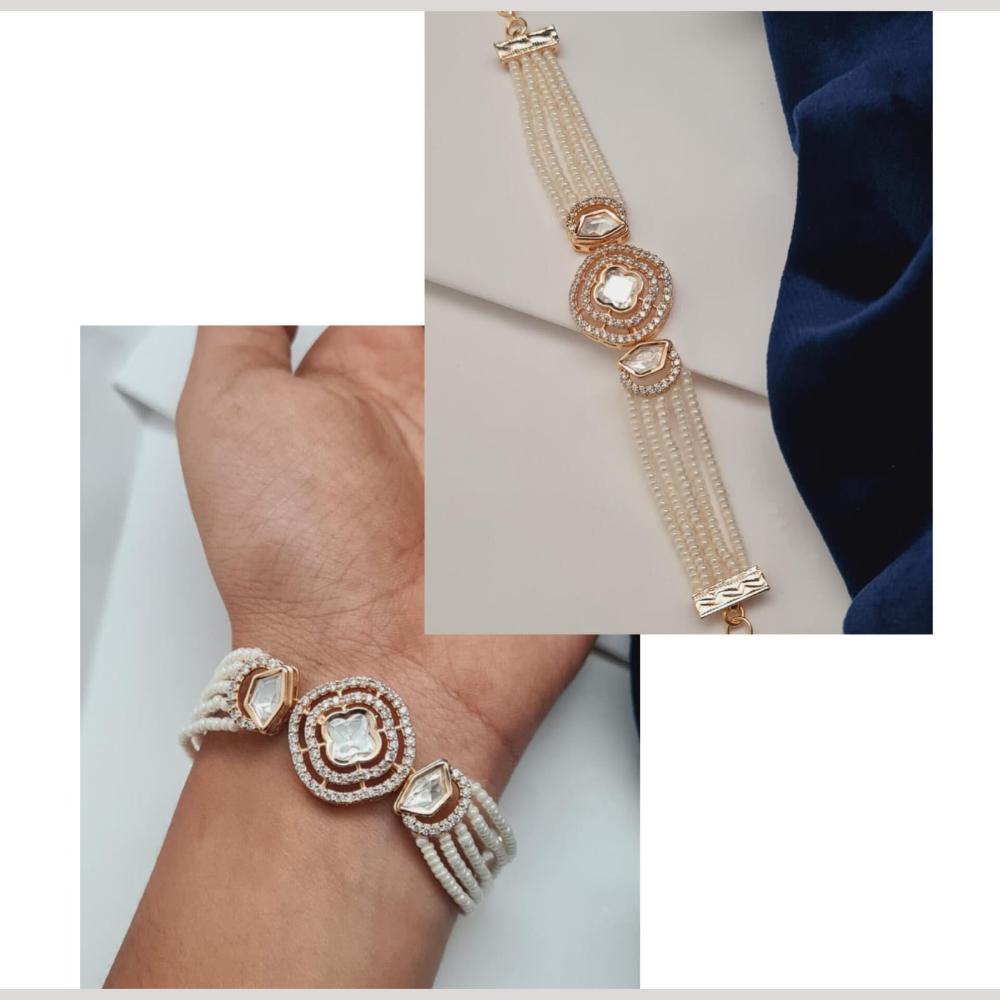 Vivha Creations Polki Kundan And Preal Bracelet