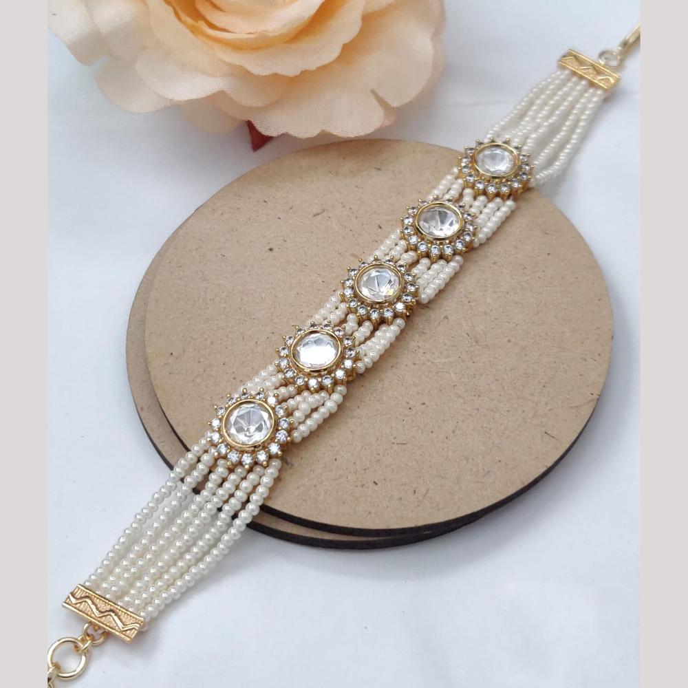 Vivha Creations Polki Kundan And Preal Bracelet