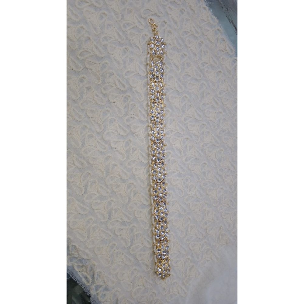 Akruti Collection Gold Plated Kundan Stone Sheeshphool