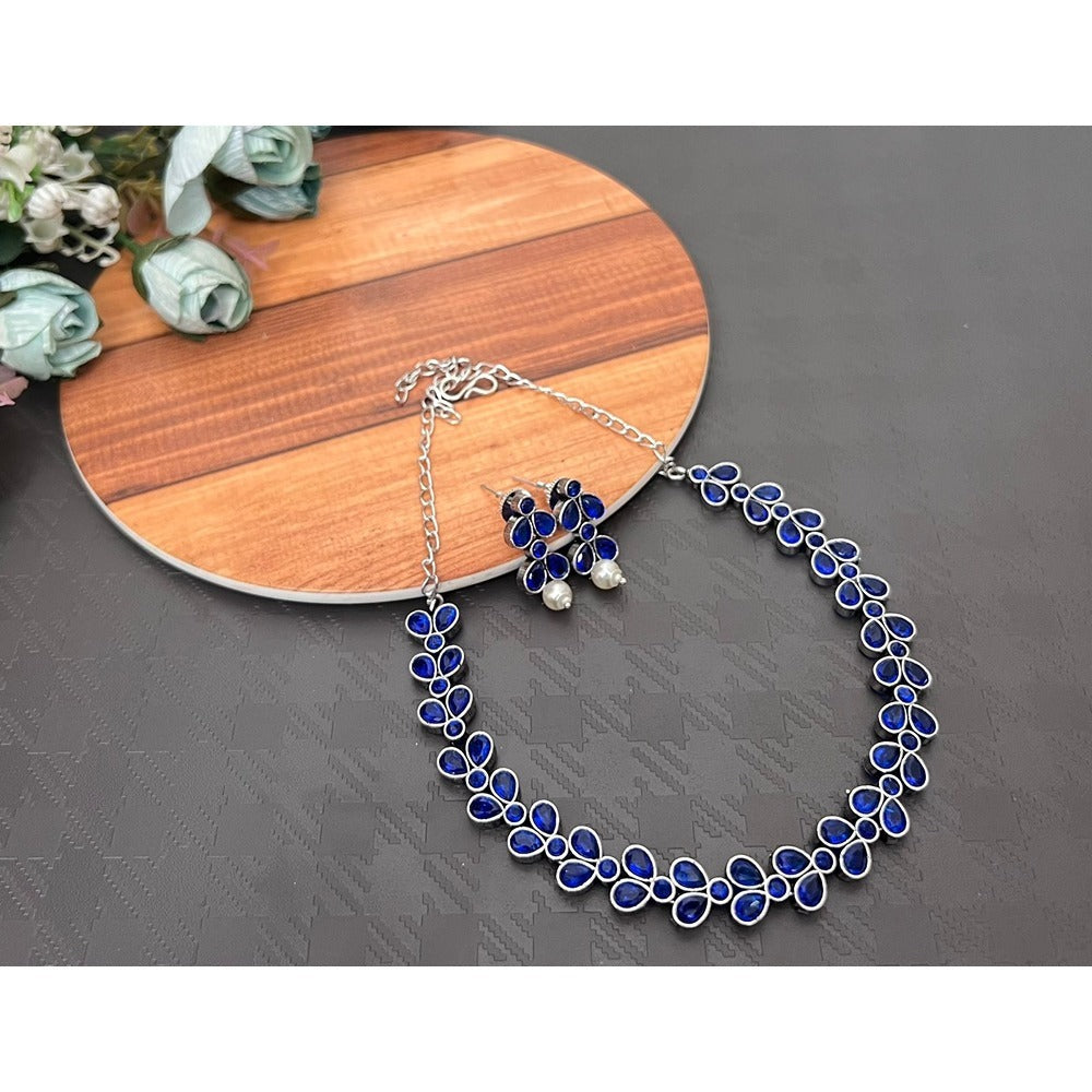 Akruti Collection Silver Plated Crystal Necklace Set