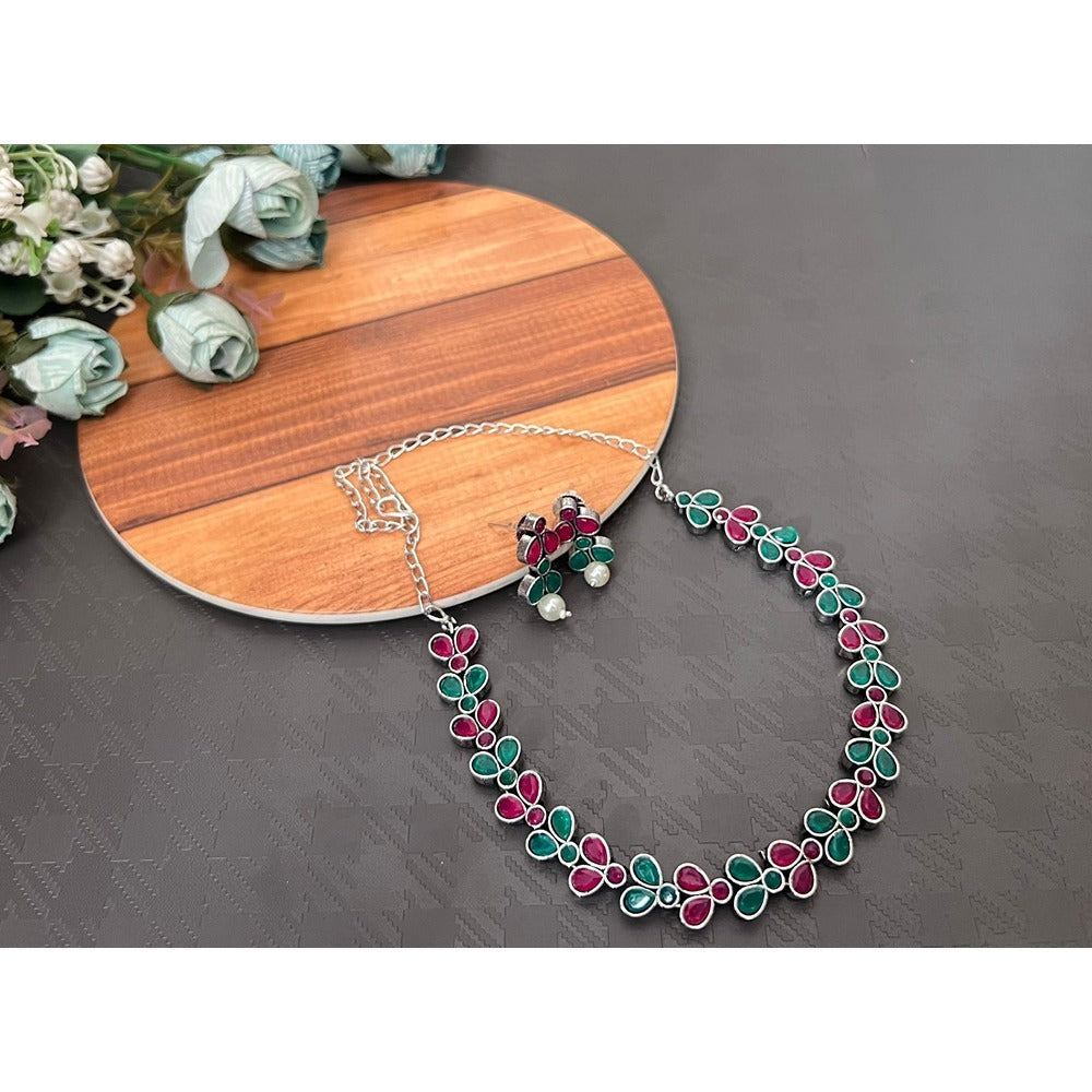 Akruti Collection Silver Plated Crystal Necklace Set
