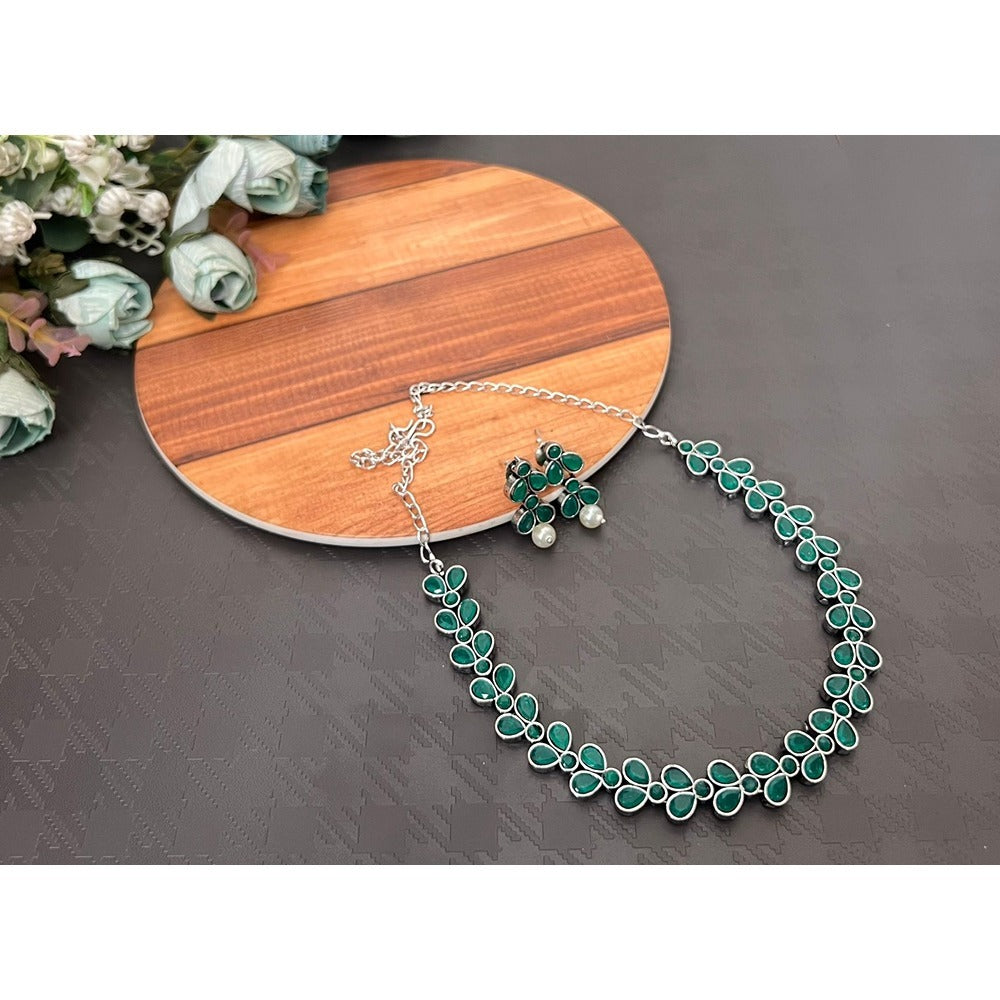 Akruti Collection Silver Plated Crystal Necklace Set