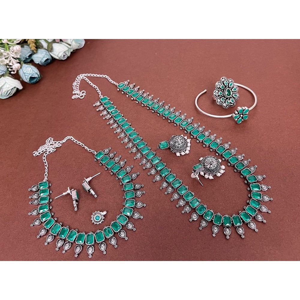 Akruti Collection Silver Plated Crystal Combo Set