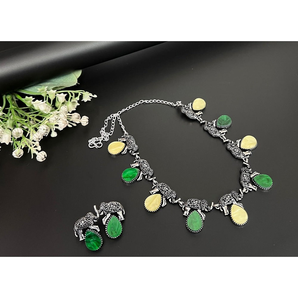 Akruti Collection Oxidised Plated Necklace Set