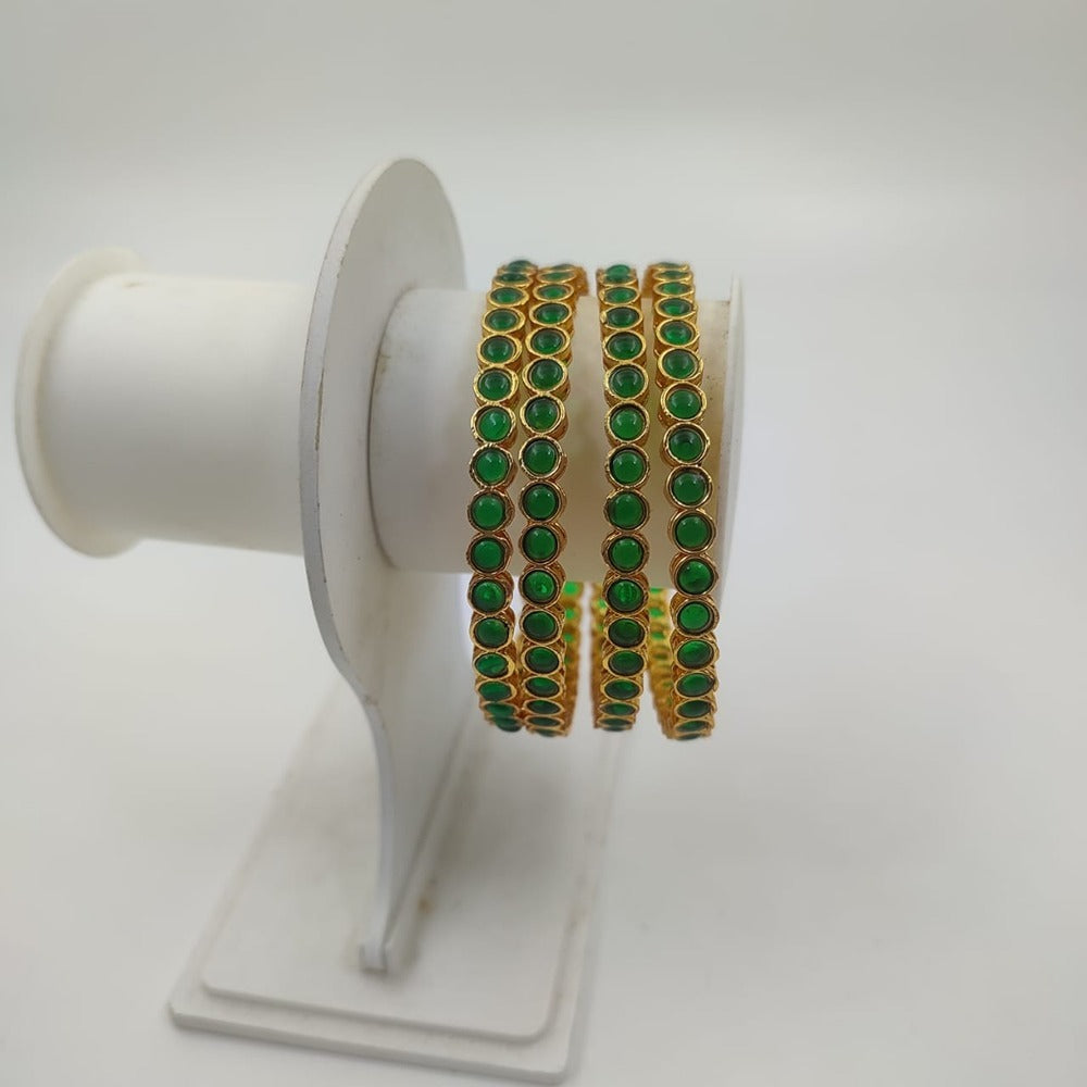 Akruti Collection Gold Plated Pota Stone Bangle Set