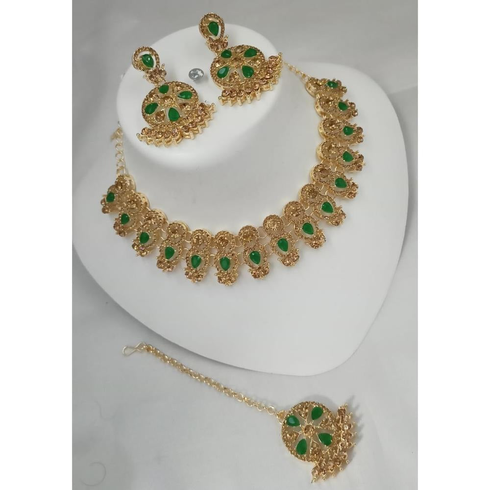 Akruti Collection Gold Plated Austrian Stone Choker Necklace Set