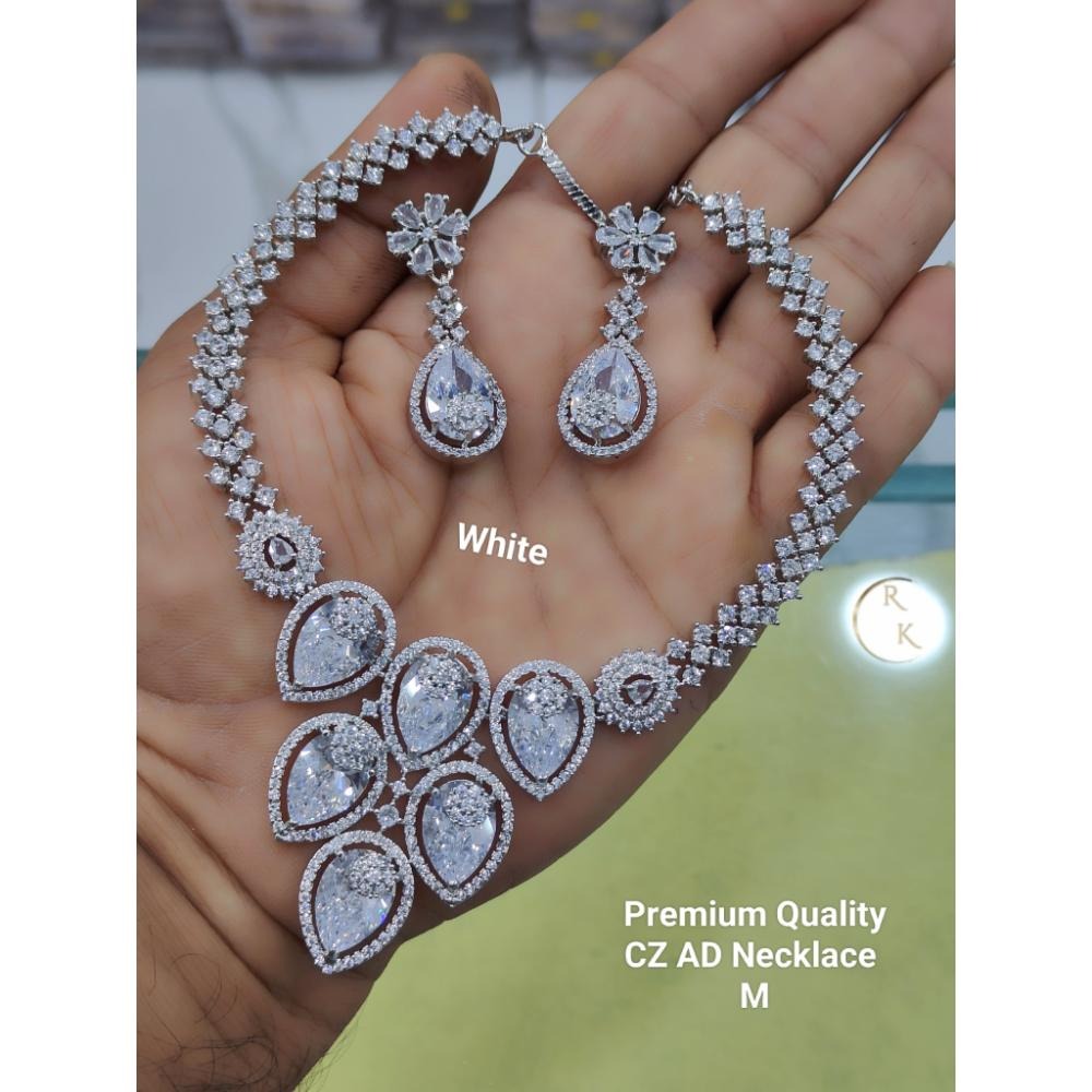 Akruti Collection Silver Plated AD Choker Necklace Set