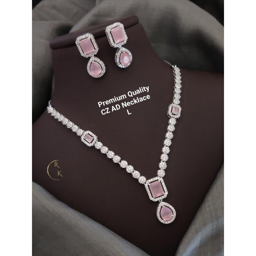 Akruti Collection Silver Plated AD Necklace Set