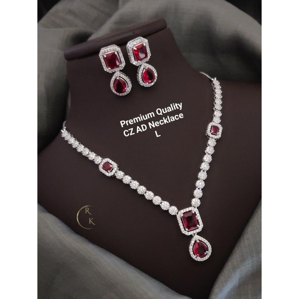 Akruti Collection Silver Plated AD Necklace Set