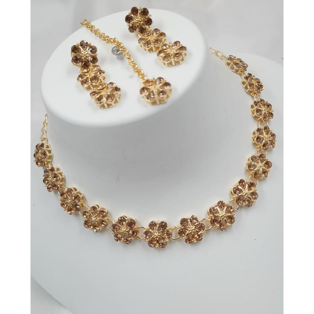 Akruti Collection Gold Plated Crystal Stone And Austrian Stone Necklace Set