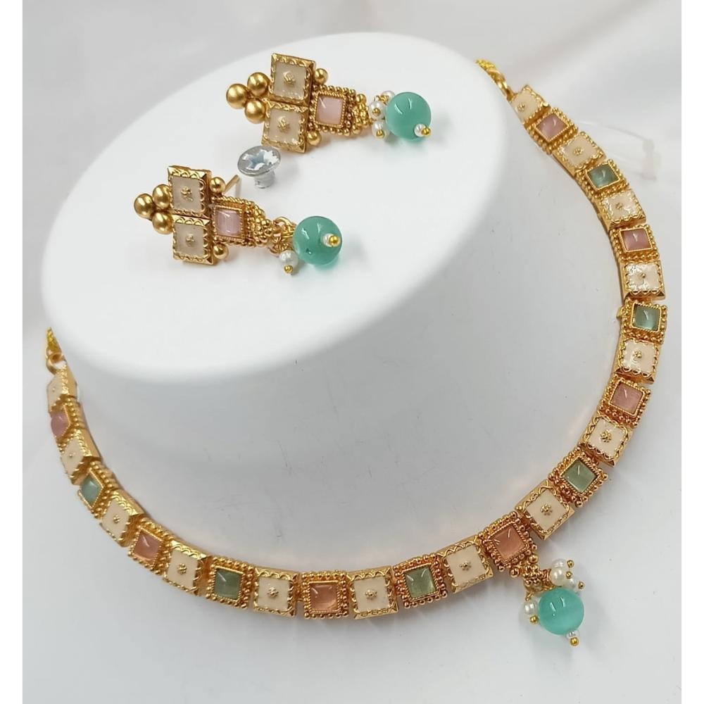 Akruti Collection Gold Plated Crystal Stone Necklace Set
