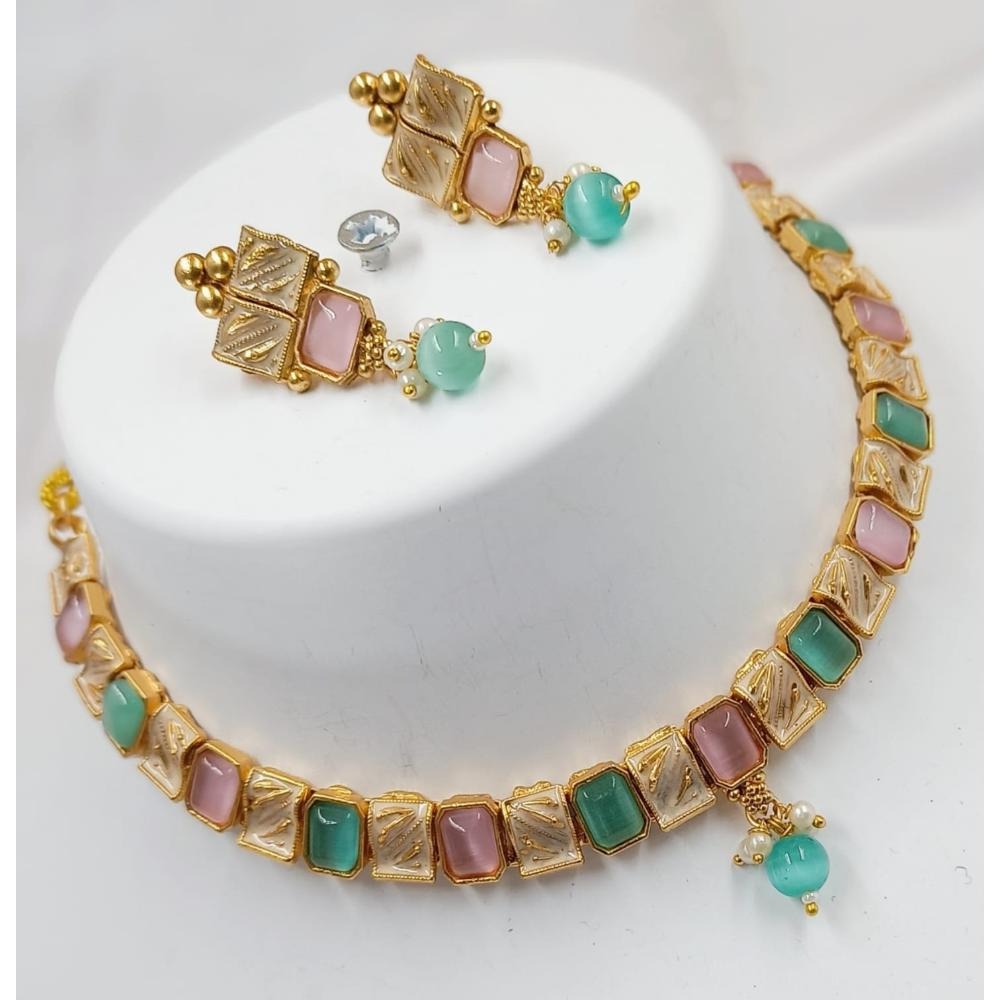 Akruti Collection Gold Plated Crystal Stone Necklace Set