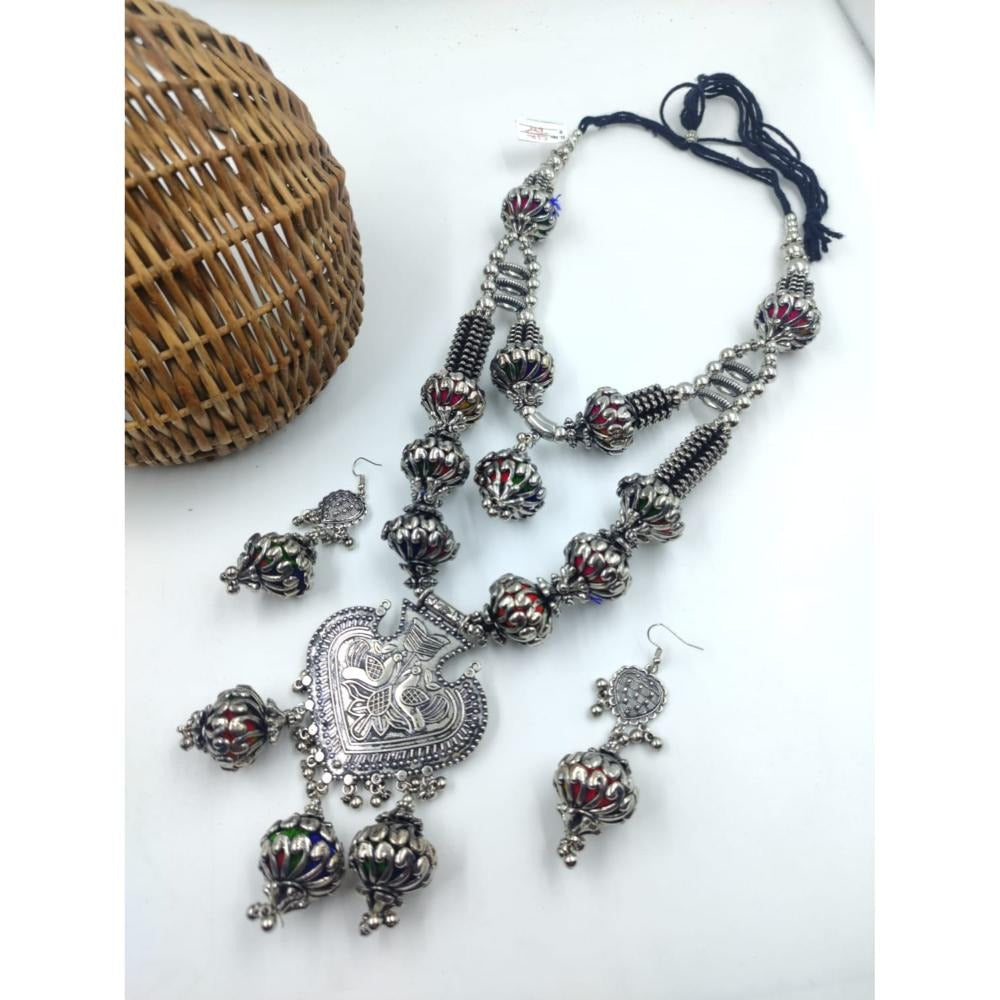 Akruti Collection Oxidised Plated Necklace Set