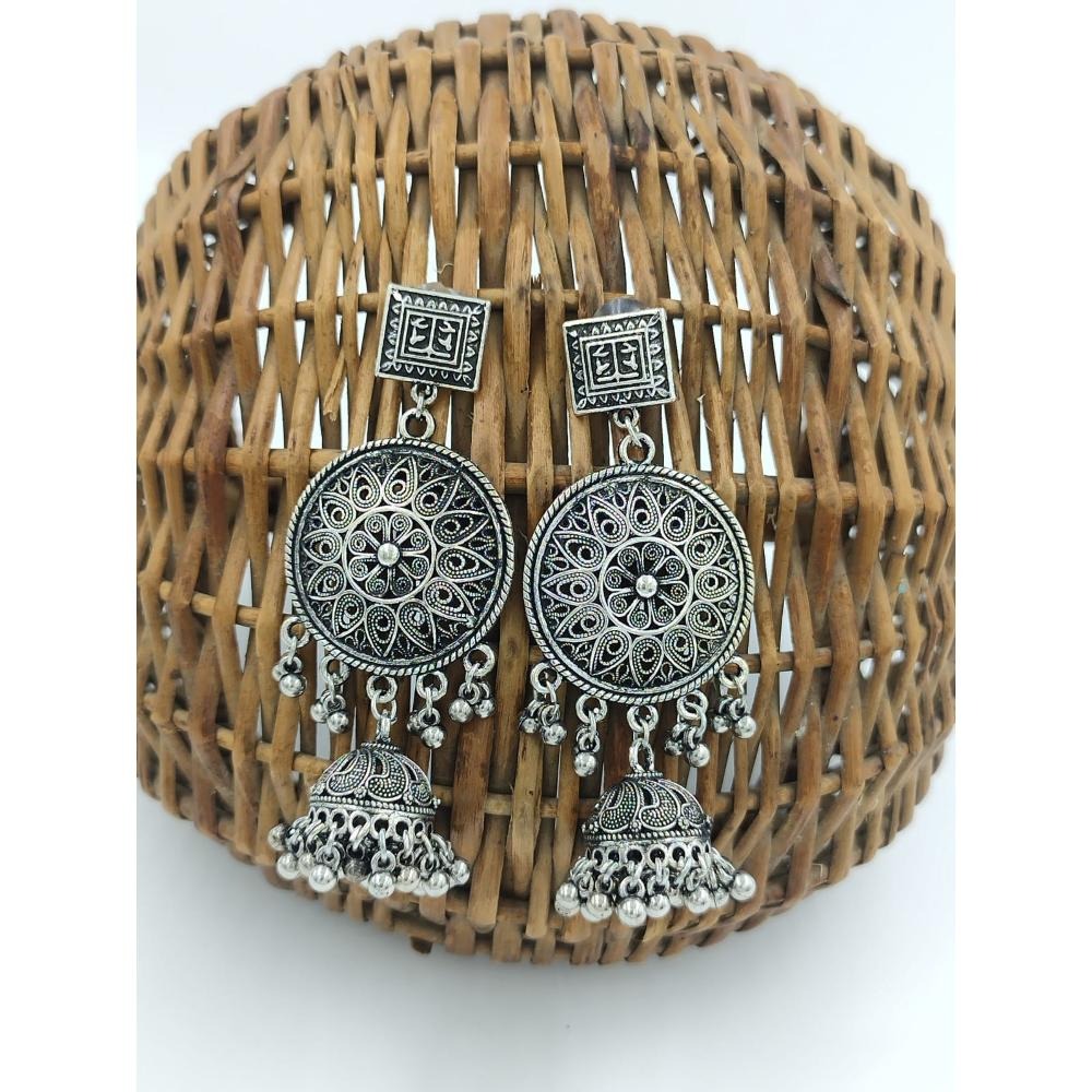 Akruti Collection Oxidised Plated Jhumki Earrings